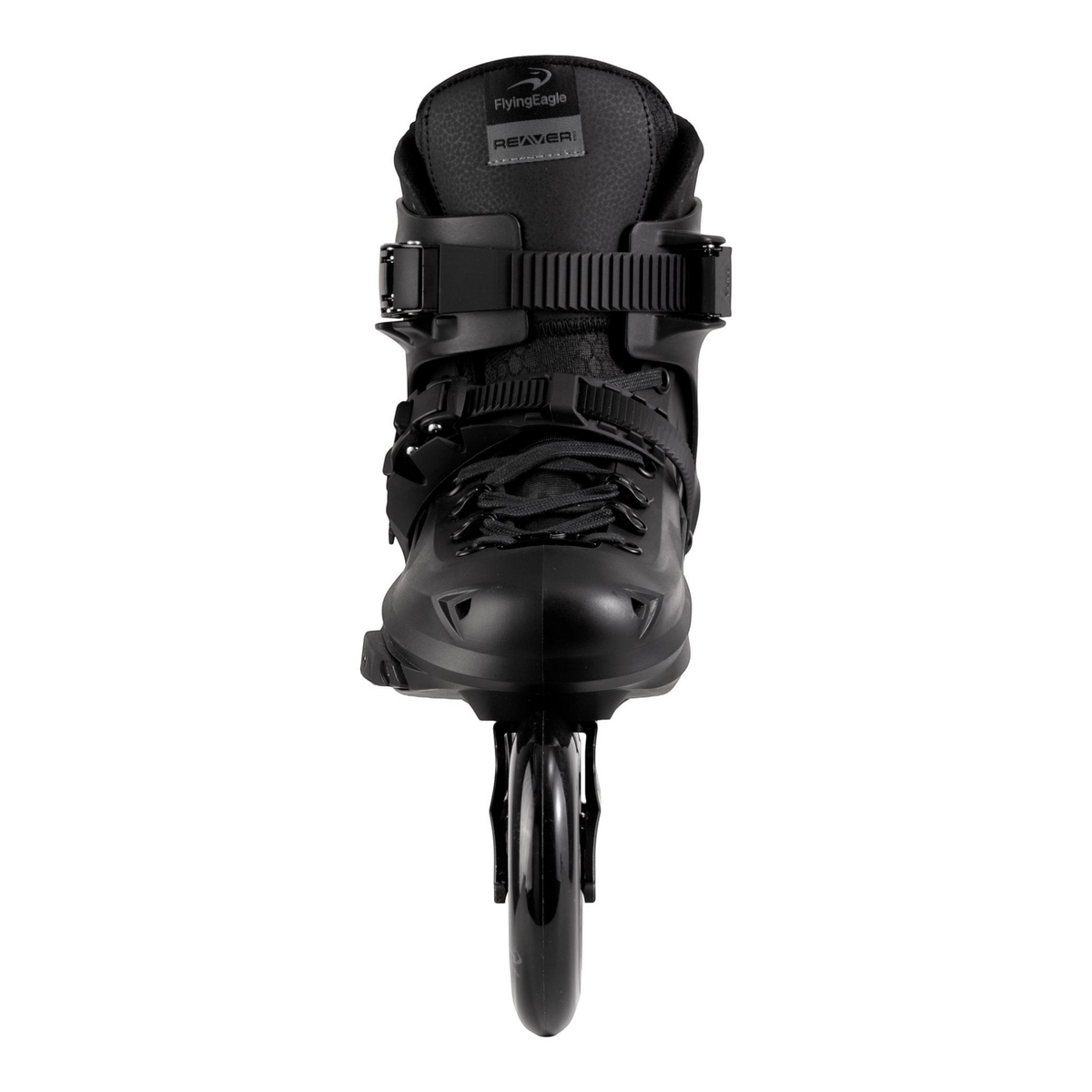 Patins KonRoller FlyingEagle Reaver Pro T110 preto, hardboot urbano com três rodas de 110mm, vista frontal.