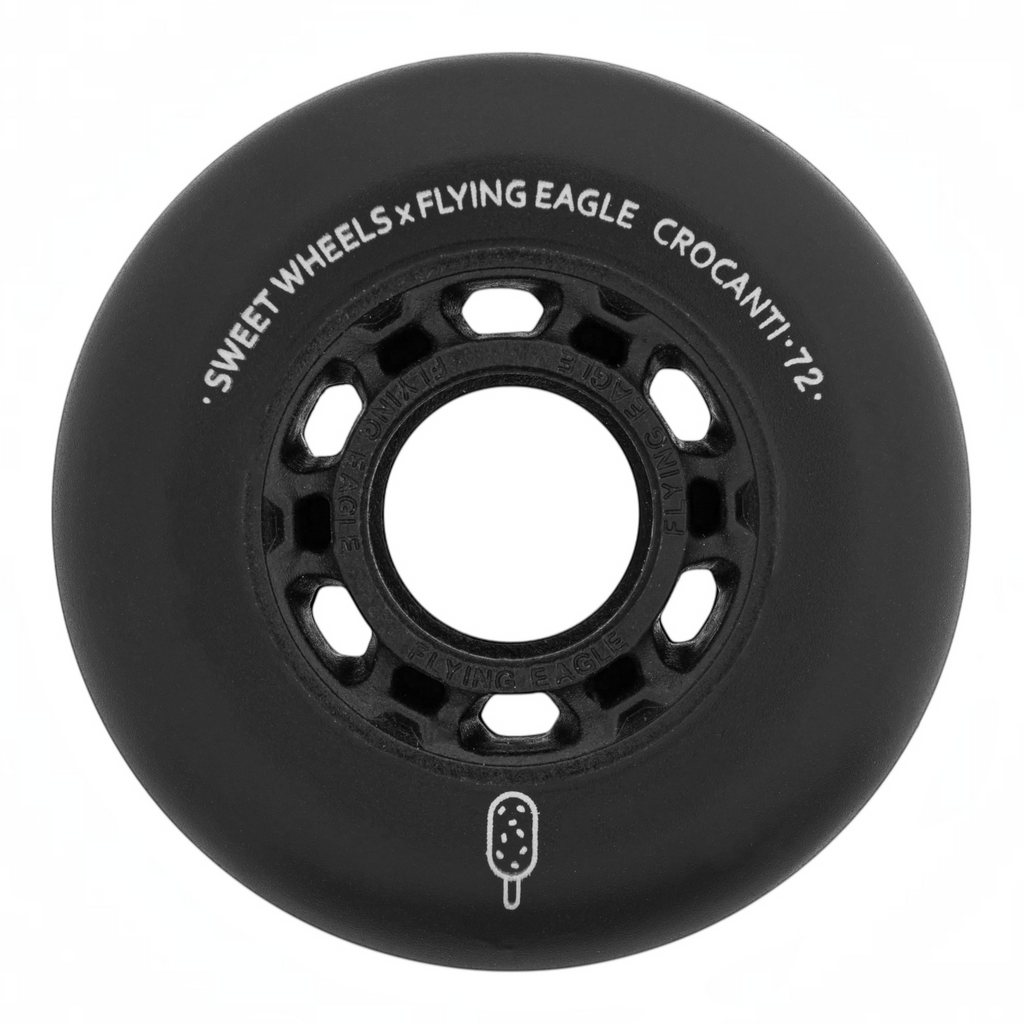 Roda de patins KonRoller FlyingEagle Crocanti preta com perfil bullet e acabamento fosco para patinação urbana