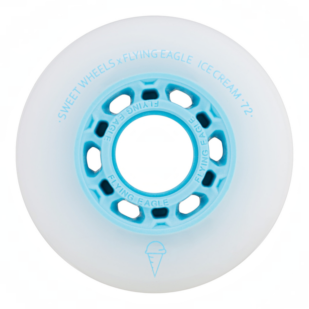 Roda de patins KonRoller FlyingEagle Ice Cream azul em poliuretano com perfil bullet para patinação urbana