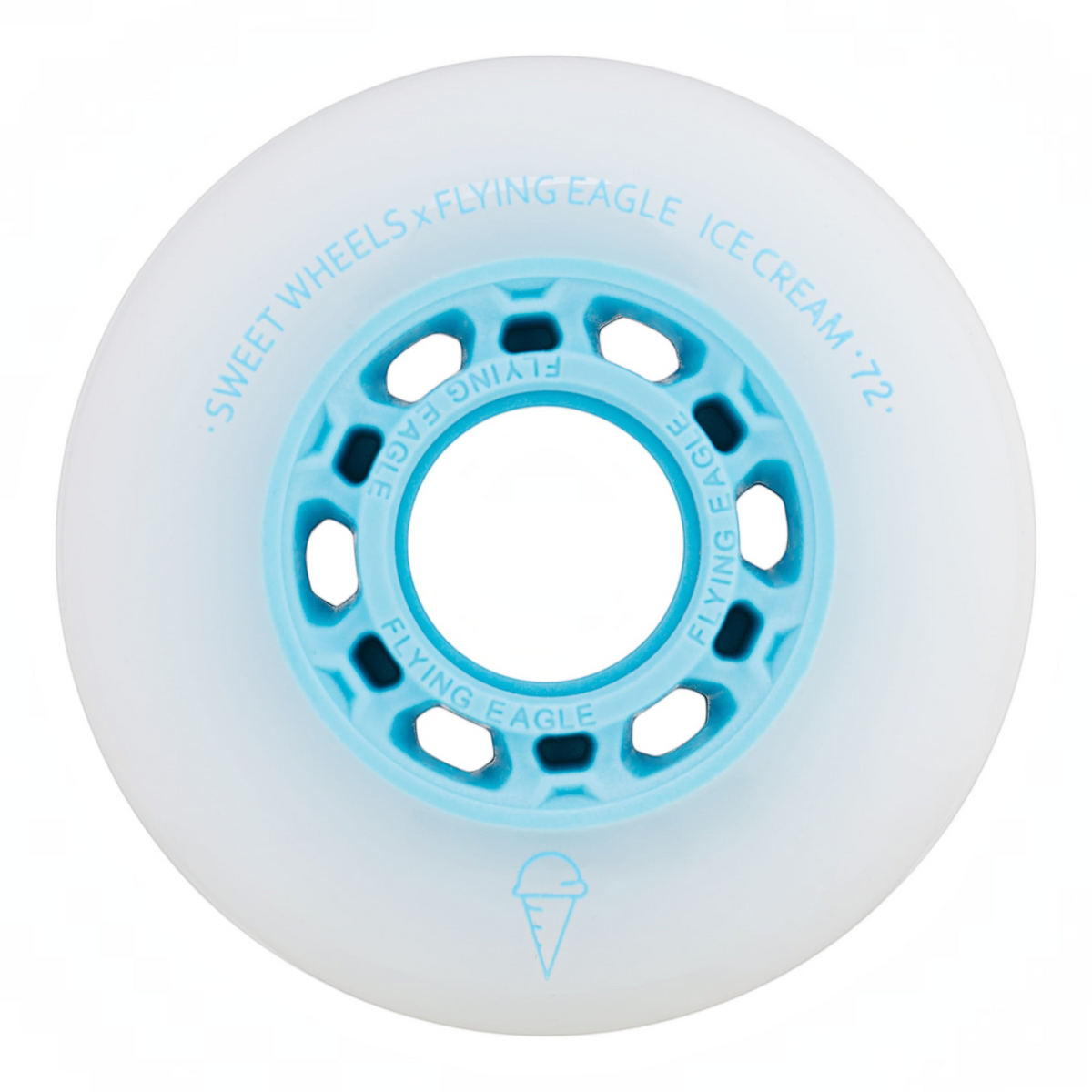 Roda de patins KonRoller FlyingEagle Ice Cream azul em poliuretano com perfil bullet para patinação urbana