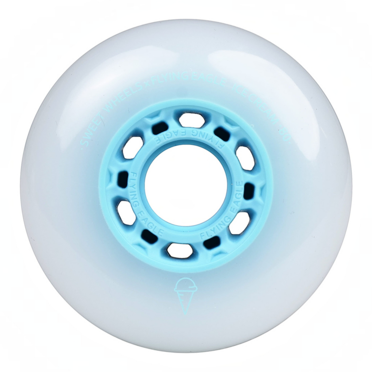 Roda de patins KonRoller FlyingEagle Ice Cream azul em poliuretano com perfil bullet para patinação urbana