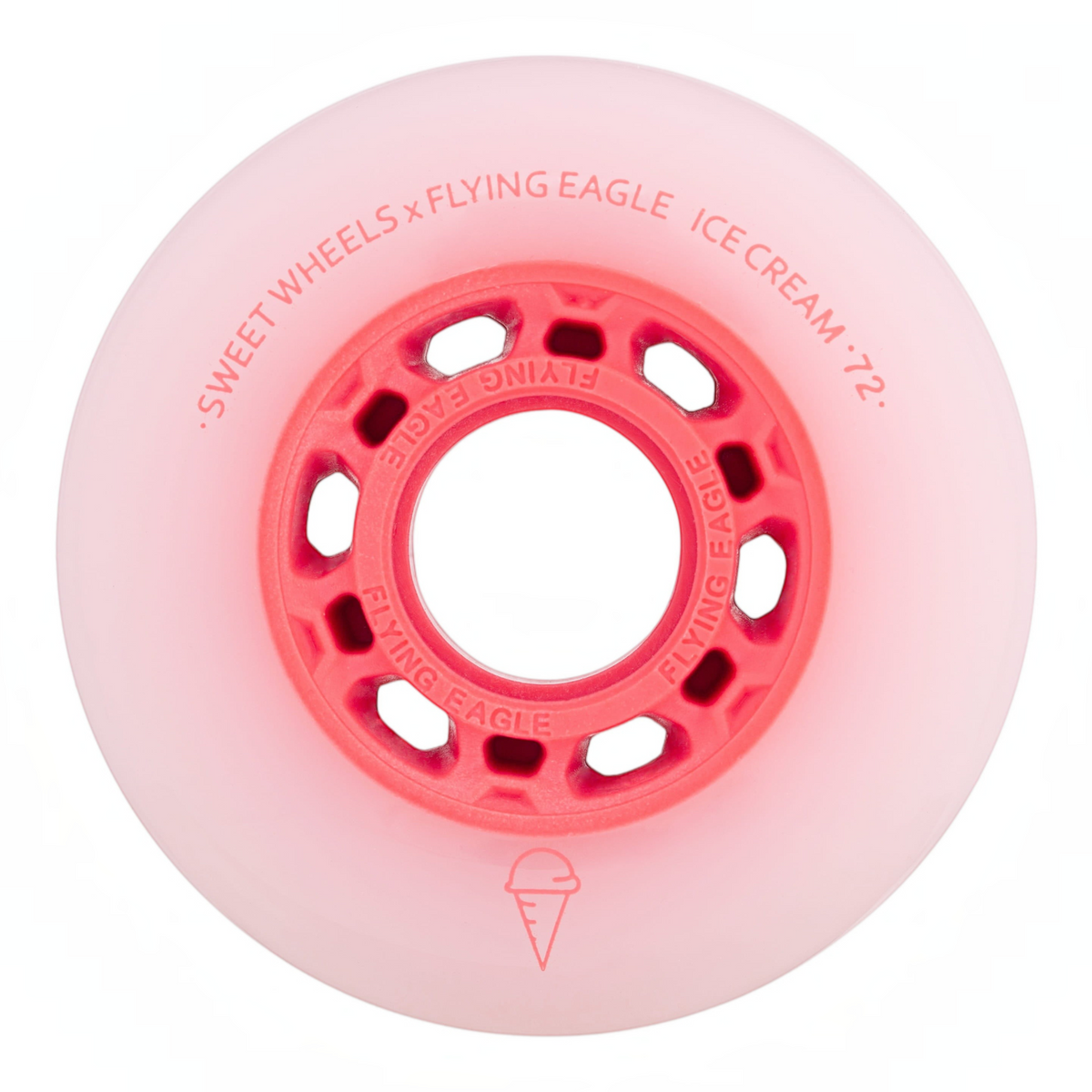Roda de patins KonRoller FlyingEagle Ice Cream vermelha com perfil bullet e acabamento fosco em poliuretano