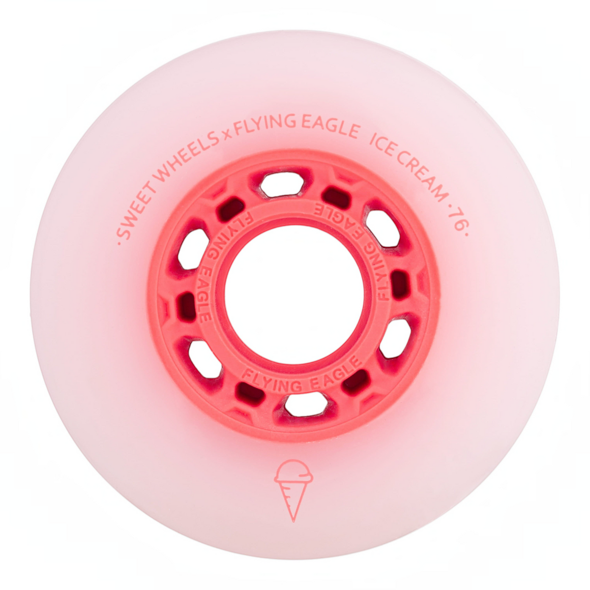 Roda de patins KonRoller FlyingEagle Ice Cream vermelha com núcleo resistente e design de poliuretano fosco