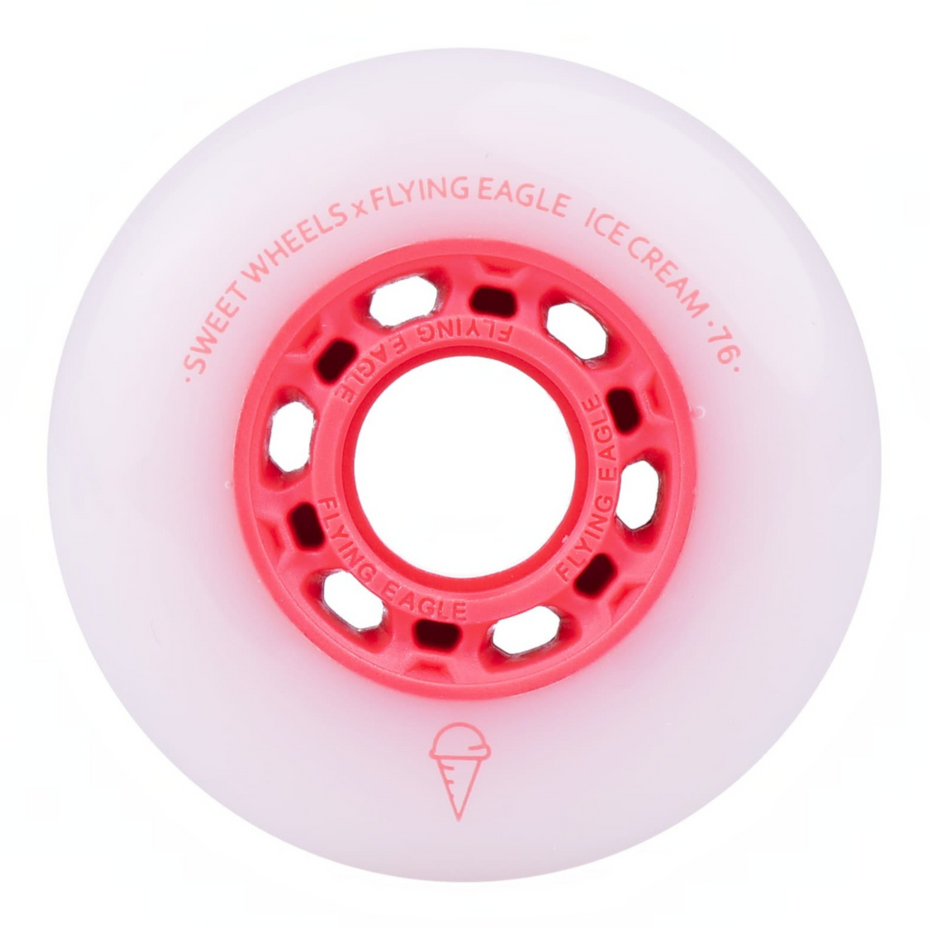Roda de patins KonRoller FlyingEagle Ice Cream vermelha com núcleo de poliuretano e design de perfil bullet