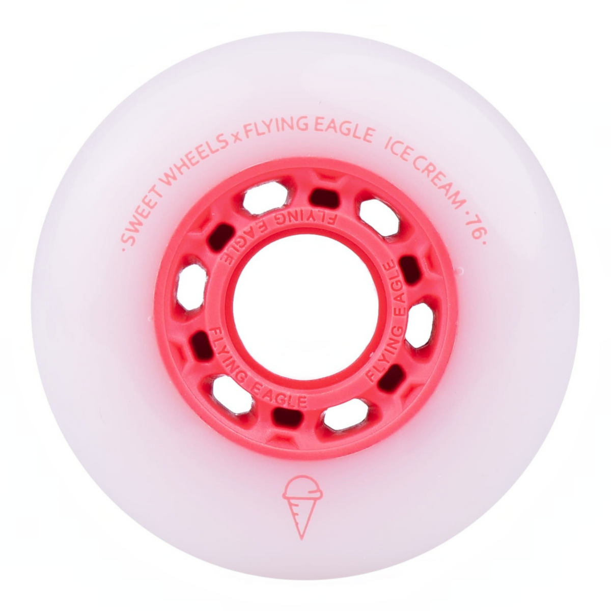 Roda de patins KonRoller FlyingEagle Ice Cream vermelha com núcleo de poliuretano e design de perfil bullet