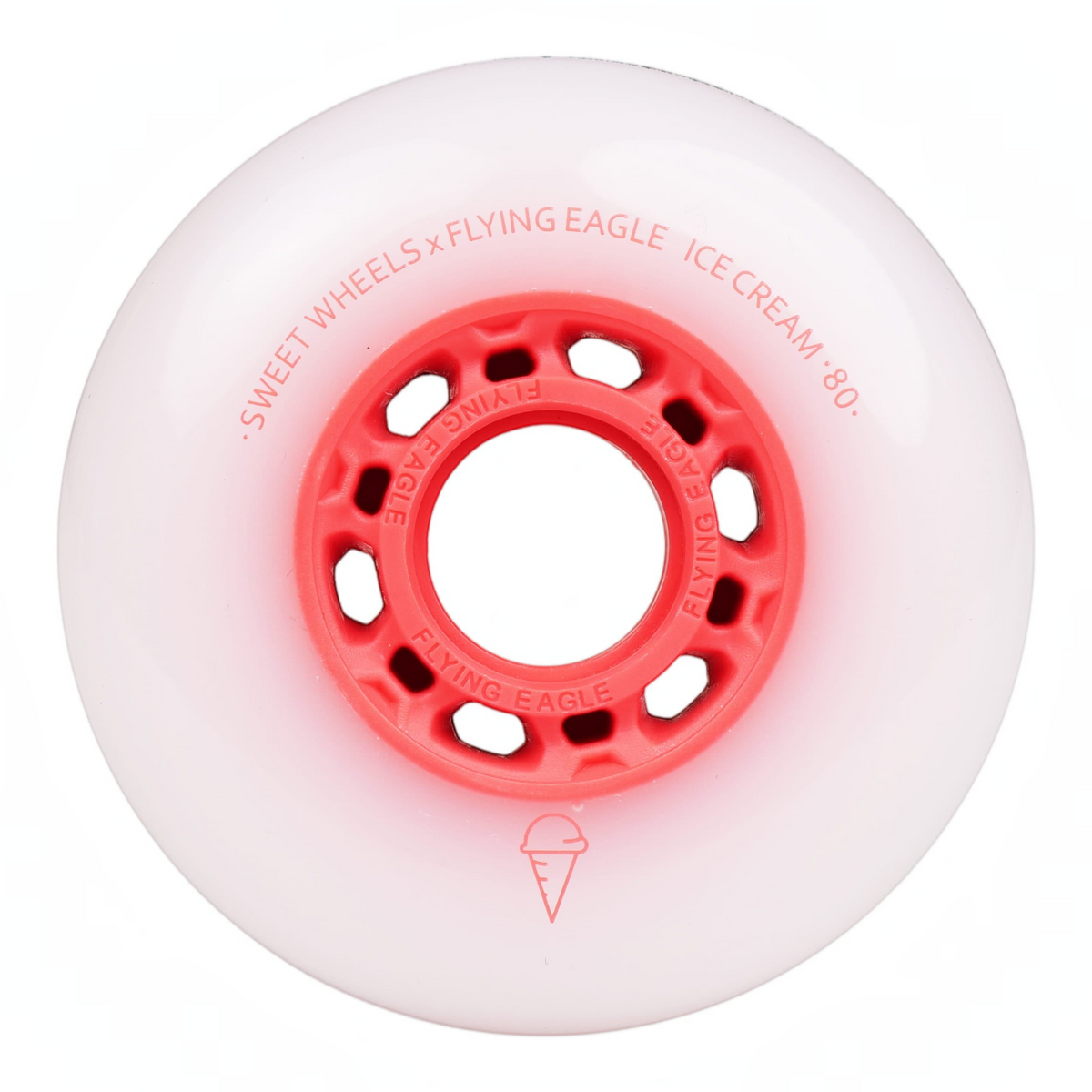 Roda de patins KonRoller FlyingEagle Ice Cream vermelha com núcleo de poliuretano e perfil bullet para patinação