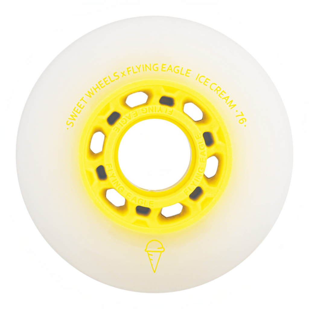 Roda de patins KonRoller FlyingEagle Ice Cream amarela com núcleo de poliuretano e design de perfil bullet