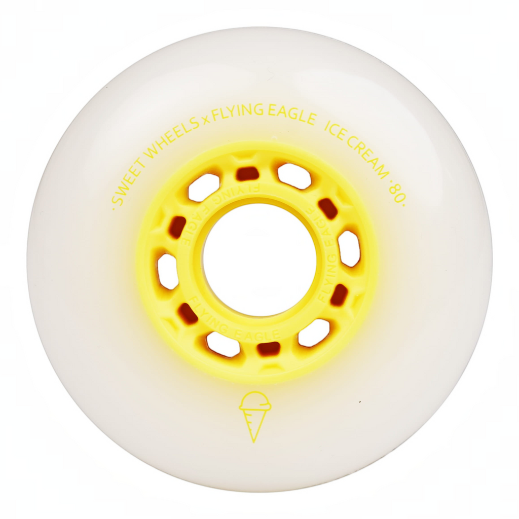 Roda de patins KonRoller FlyingEagle Ice Cream amarela com núcleo amarelo e poliuretano translúcido