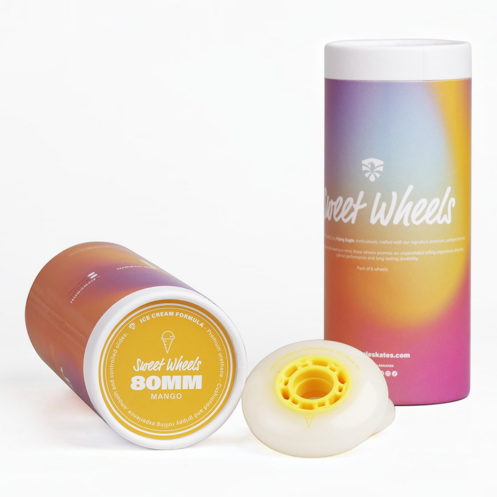 Kit de rodas de patins KonRoller FlyingEagle Ice Cream na cor amarela com embalagem cilíndrica degradê