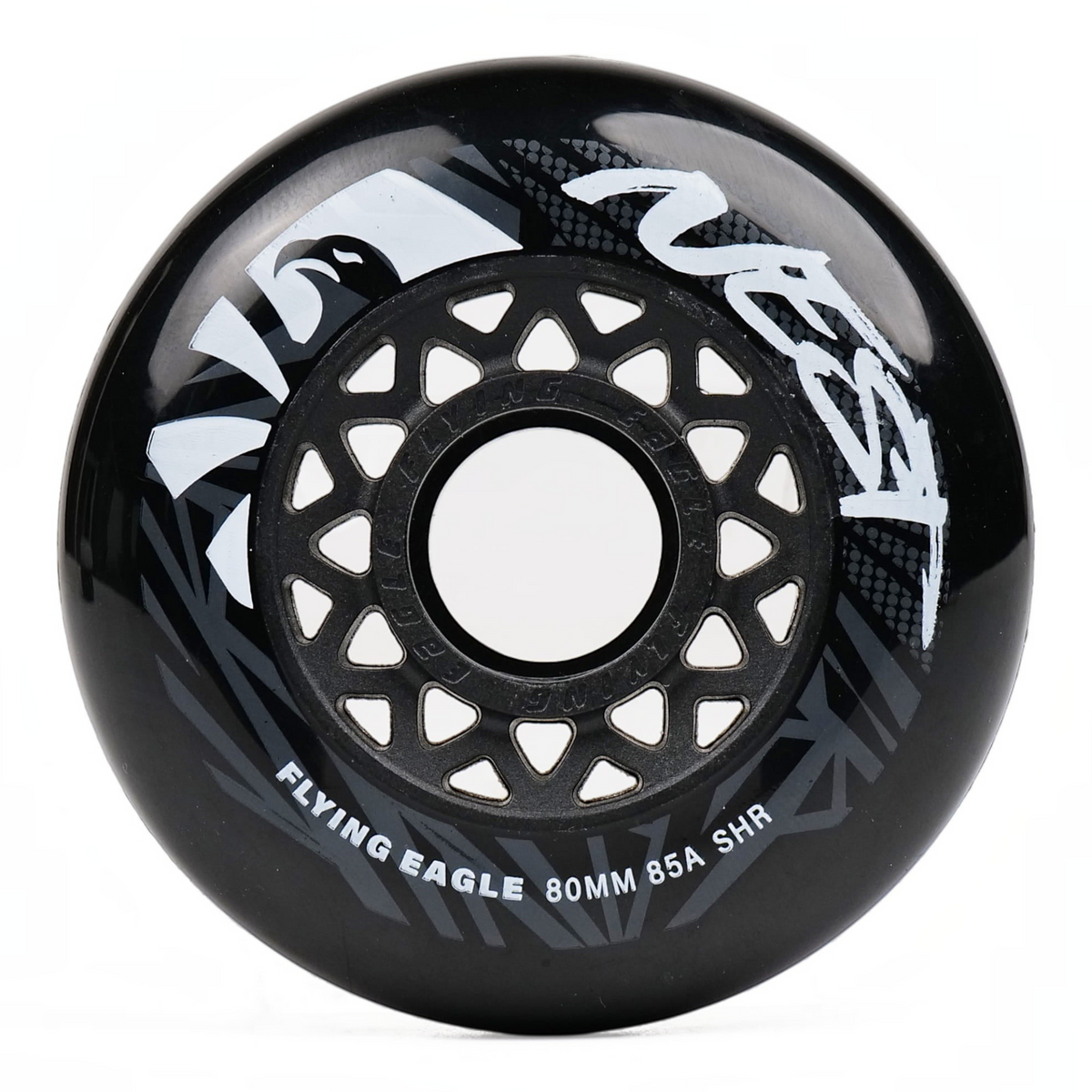 Roda de patins KonRoller FlyingEagle Nest preta 85A com design vazado no núcleo para slalom e patinação urbana