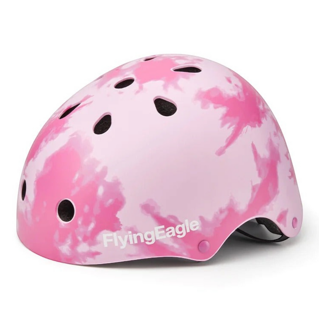 Capacete KonRoller FlyingEagle Urban rosa nuvem com estampa marmorizada para patinação, skate e ciclismo.