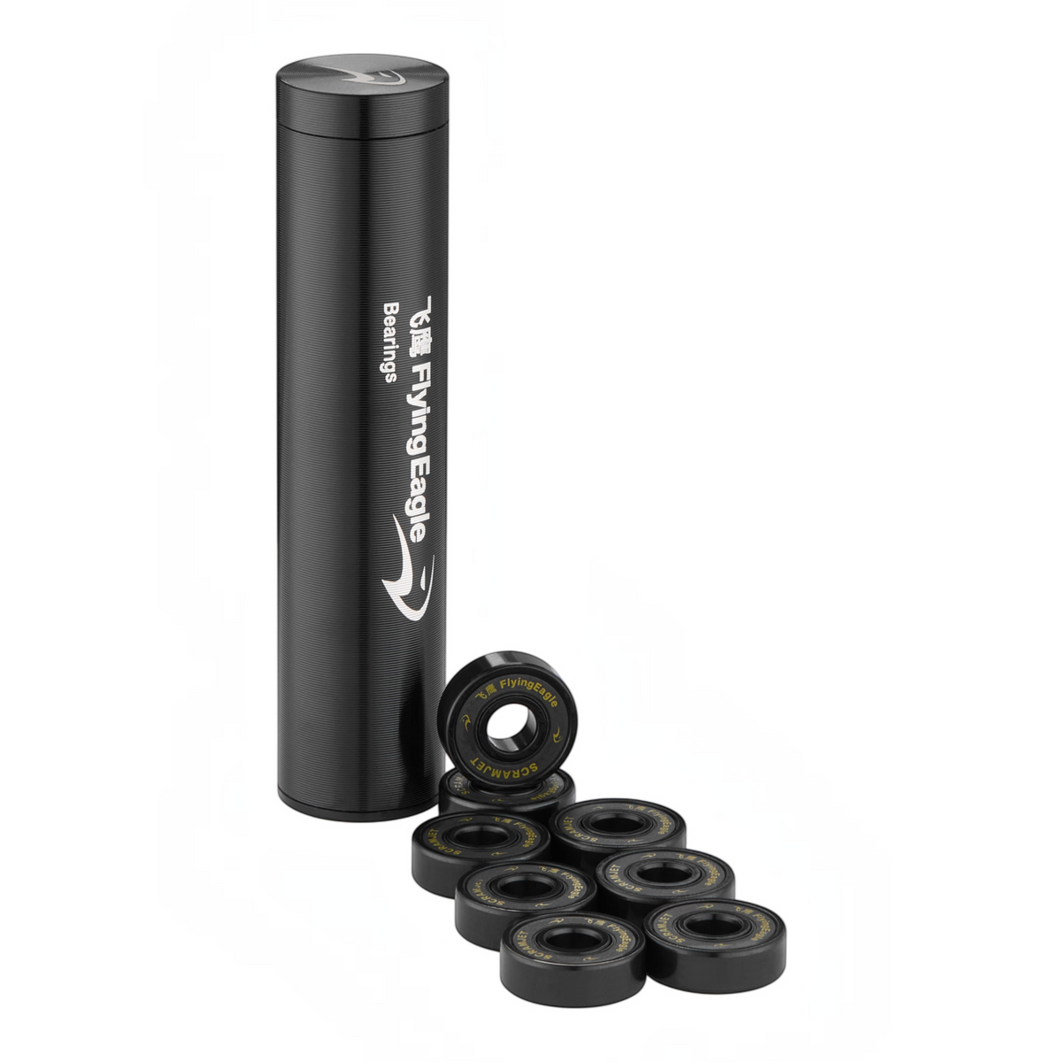 Rolamentos de patins FlyingEagle Scramjet Ceramic pretos com esferas de cerâmica e tubo de alumínio da KonRoller