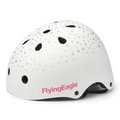 Capacete KonRoller FlyingEagle Urban branco com estampa de estrelas cinzas, design arredondado para patinação urbana.