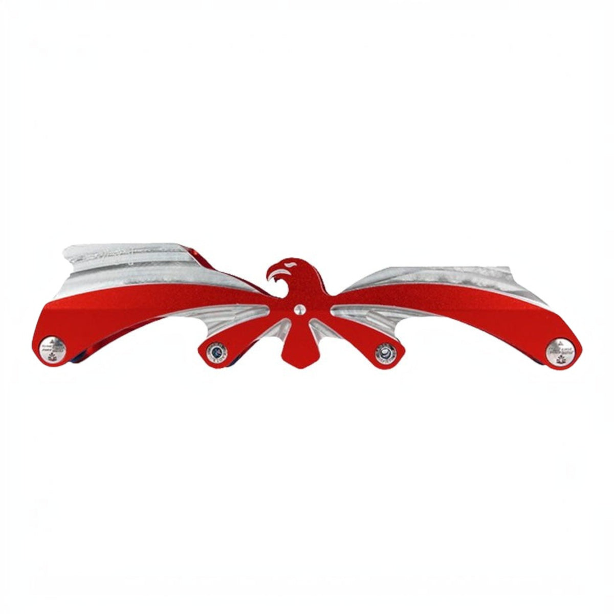 Base de patins KonRoller FlyingEagle EGO 243mm em alumínio vermelho com design de águia e eixos rockeráveis