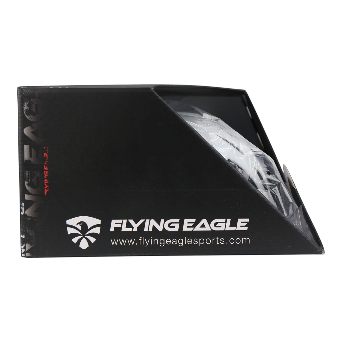 Embalagem preta do capacete FlyingEagle Fast Forward da loja KonRoller com logo e site da marca em destaque