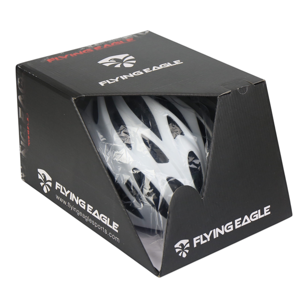 Capacete de patins FlyingEagle Fast Forward branco dentro da caixa original da marca KonRoller
