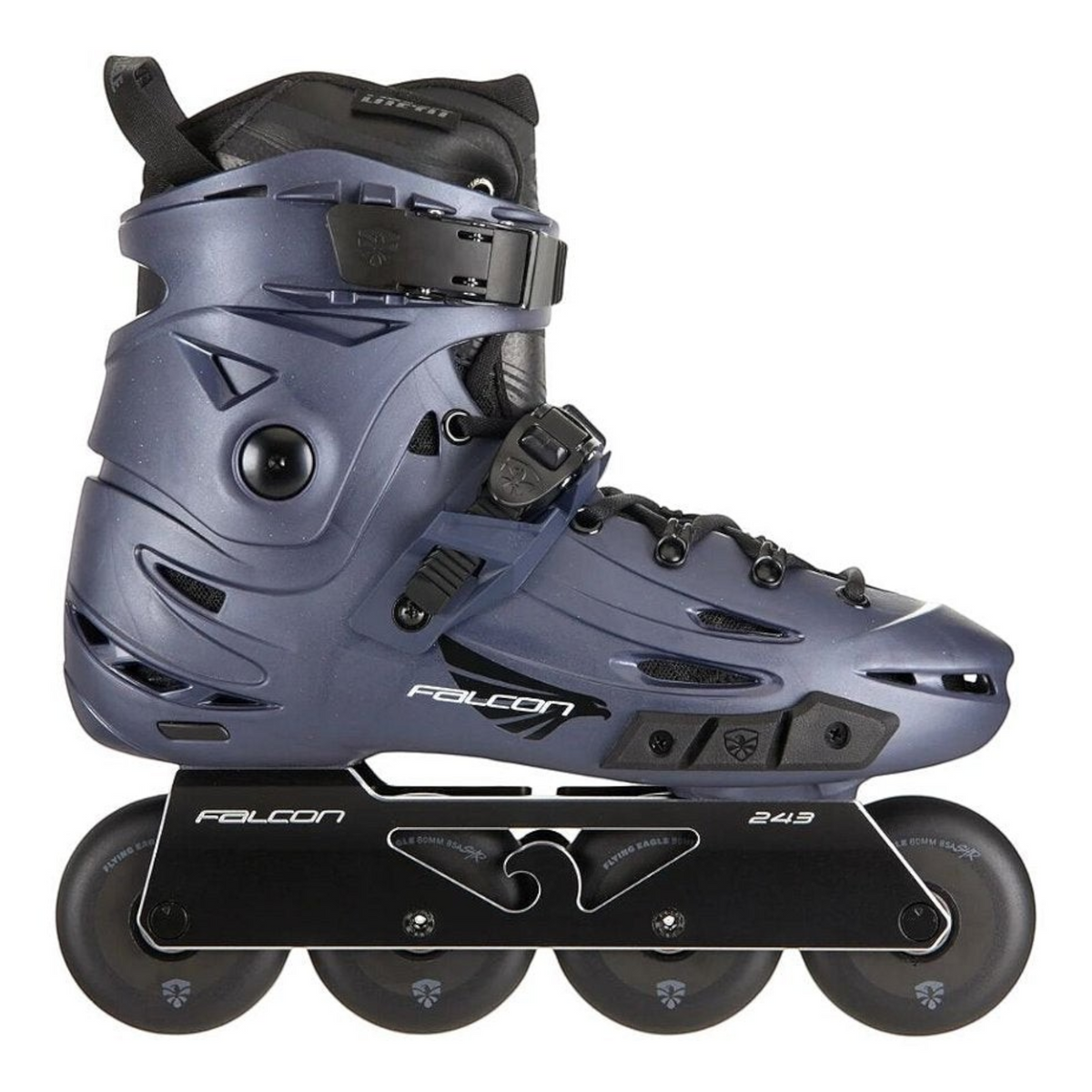 Patins urbano KonRoller FlyingEagle Falcon Pro F6S azul com bota rígida, base de alumínio e rodas de 80mm