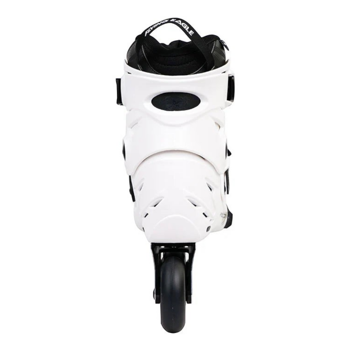 Patins KonRoller FlyingEagle Falcon Pro F6S branco com bota rígida, ideal para patinação urbana e slalom.