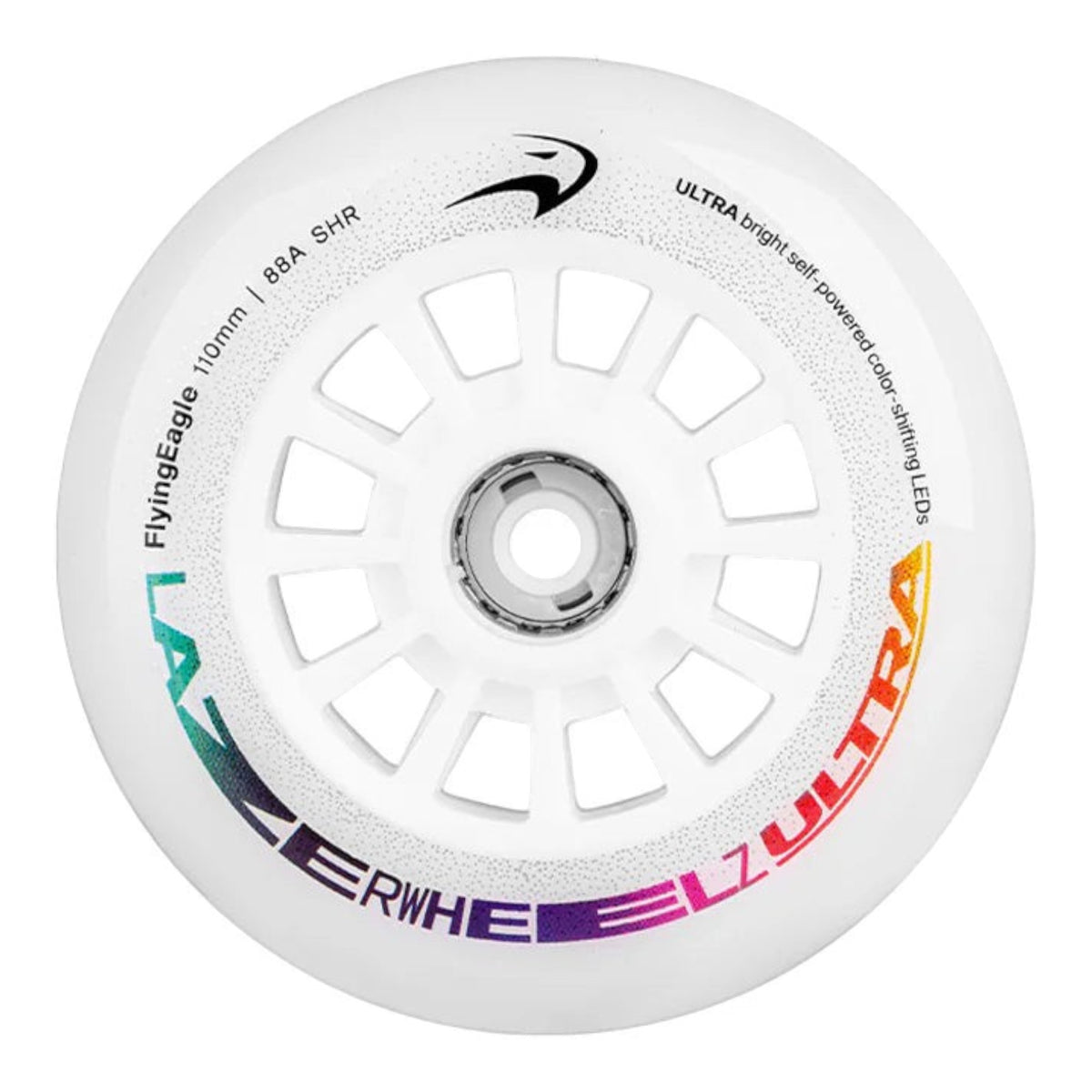 Roda de patins KonRoller FlyingEagle 110mm branca com LED multicolorido de poliuretano SHR 88A para triskate
