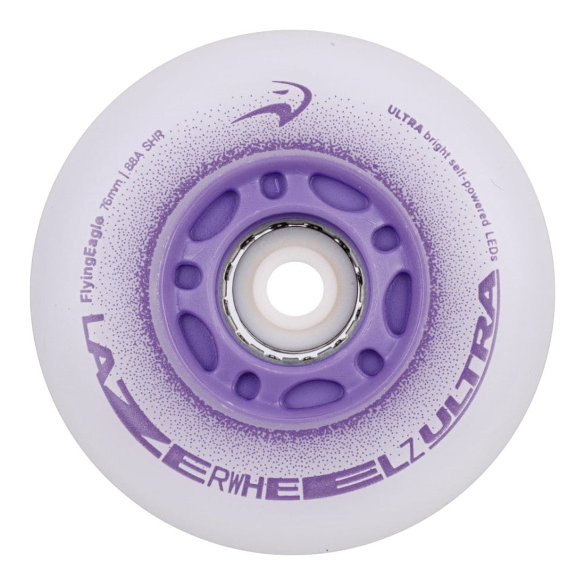 Roda de patins KonRoller FlyingEagle LazerWheelz roxa com LED, poliuretano 88A de alta performance para freeskate