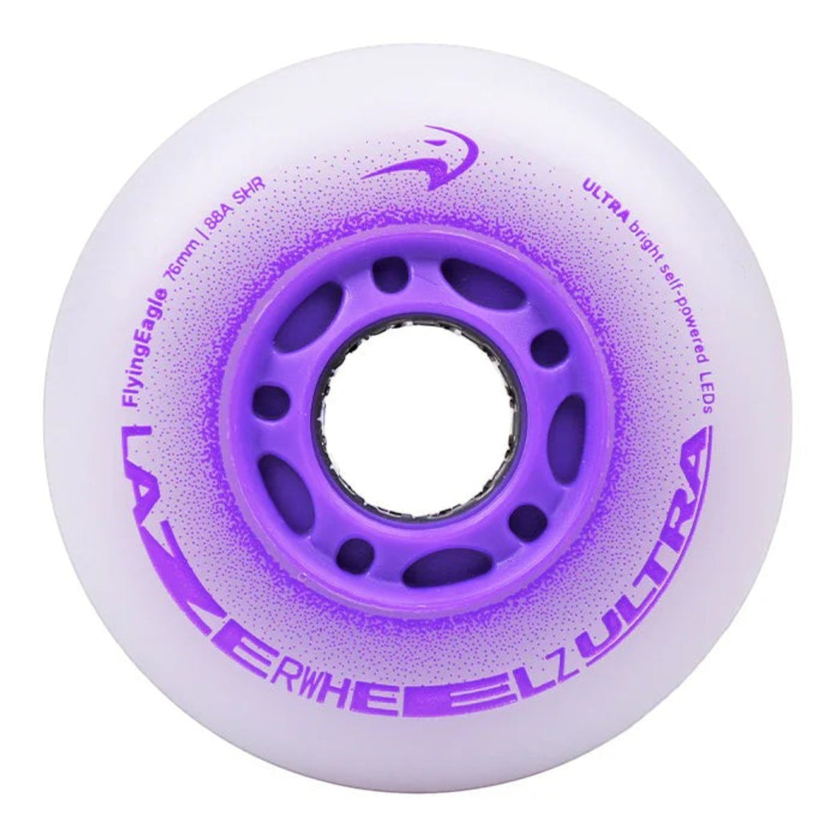 Roda de patins KonRoller FlyingEagle LazerWheelz roxa com LED de poliuretano 88A para freeskate e urban