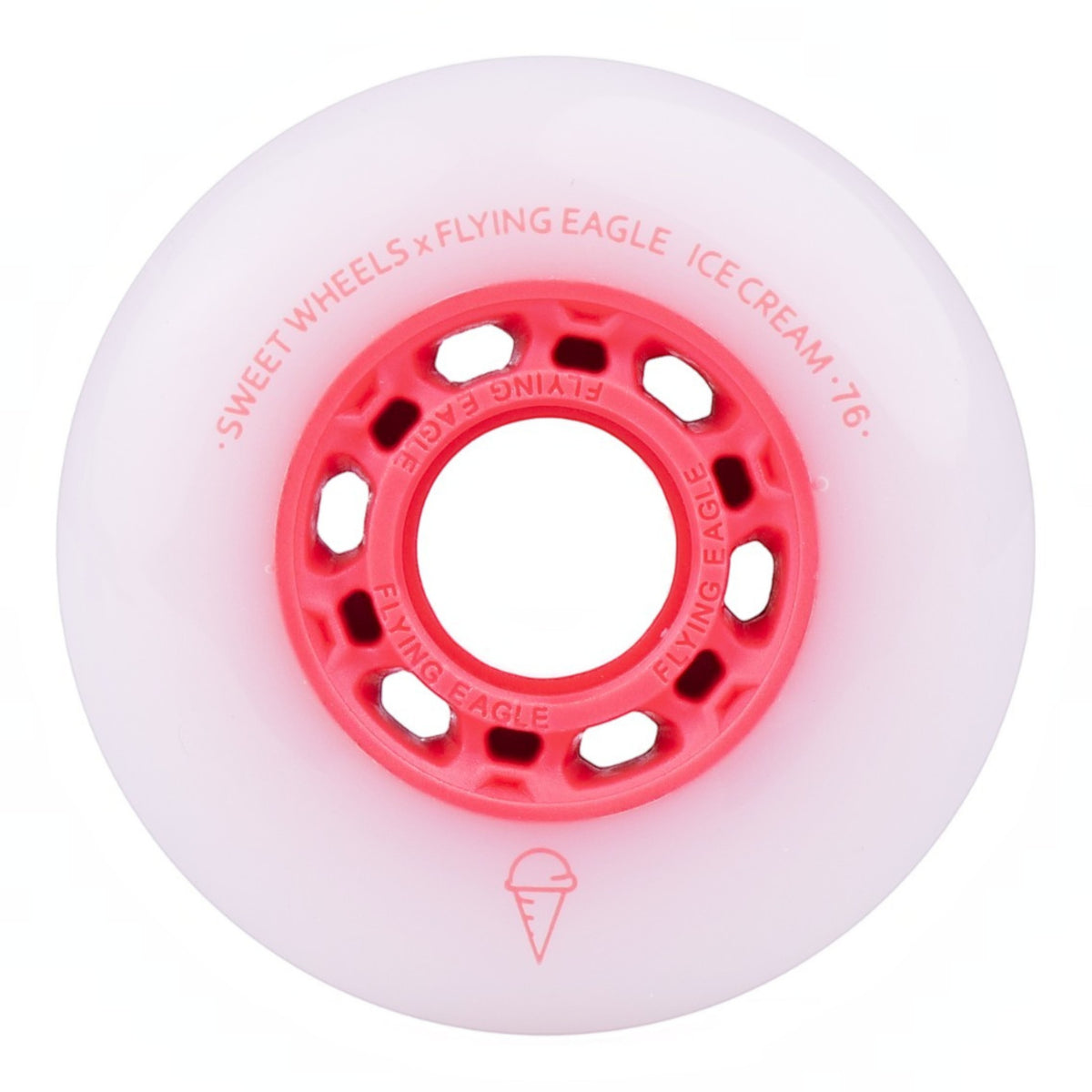 Kit com 4 rodas KonRoller Flying Eagle x Sweet Wheels Ice Cream vermelhas com perfil bullet para patins inline