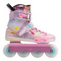 Patins KonRoller FlyingEagle Shrike Pro X5 Funky Rosa com bota rígida semitransparente e base de alumínio rosa